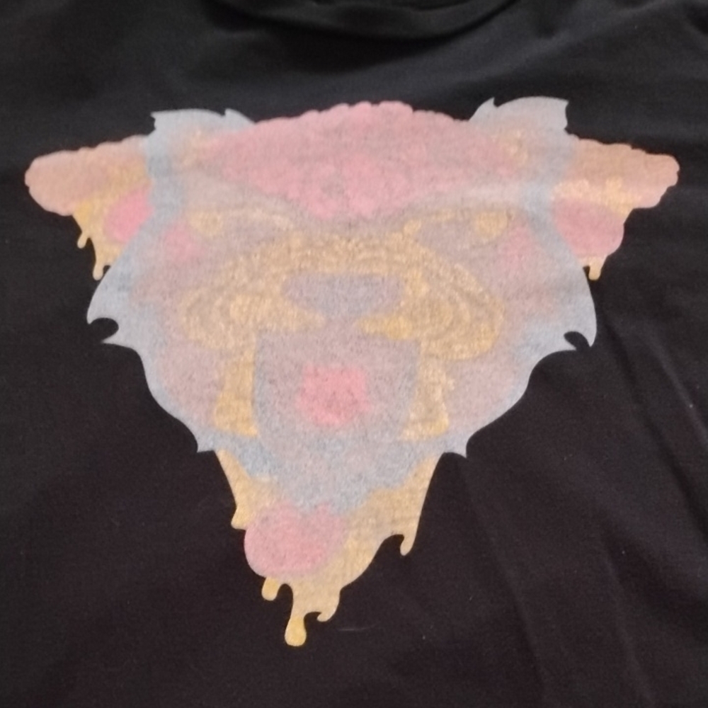 Vintage Black Threadless Pizza Wolf Design Distressed Tee